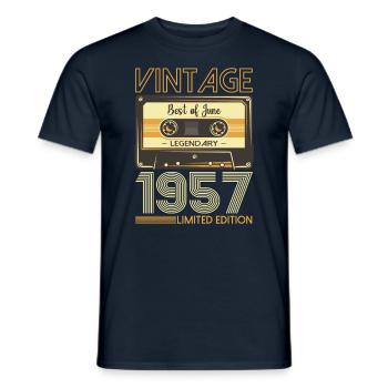 66 Birthday Man Cassette June Year 1957 - Men's T-Shirt - navy - Front - AI Model Male 178 light (178cm)