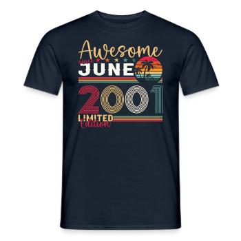 22nd Birthday Man June Vintage 2001 Awesome - Men's T-Shirt - navy - Front - AI Model Male 178 light (178cm)