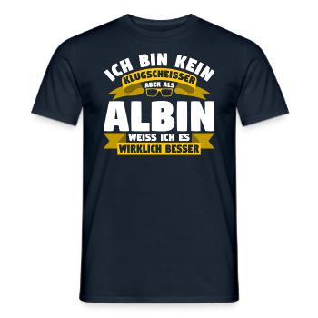 Klugscheisser Albin weiß es besser - Männer T-Shirt - Navy - Vorne - AI Model Male 178 light (178cm)