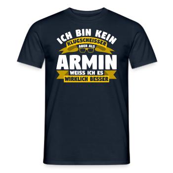 Klugscheisser Armin weiß es besser - Männer T-Shirt - Navy - Vorne - AI Model Male 178 light (178cm)