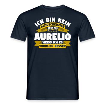 Klugscheisser Aurelio weiß es besser - Männer T-Shirt - Navy - Vorne - AI Model Male 178 light (178cm)