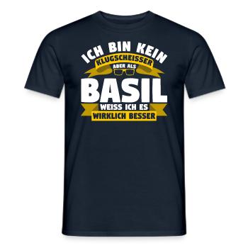 Klugscheisser Basil weiß es besser - Männer T-Shirt - Navy - Vorne - AI Model Male 178 light (178cm)