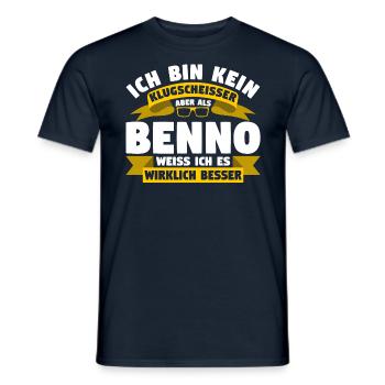 Klugscheisser Benno weiß es besser - Männer T-Shirt - Navy - Vorne - AI Model Male 178 light (178cm)