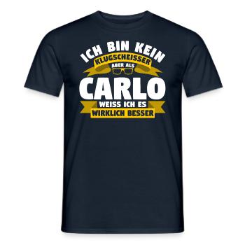 Klugscheisser Carlo weiß es besser - Männer T-Shirt - Navy - Vorne - AI Model Male 178 light (178cm)