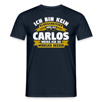 Klugscheisser Carlos weiß es besser - Männer T-Shirt - Navy - Vorne - AI Model Male 178 light (178cm)
