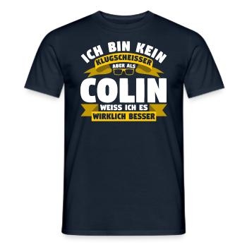 Klugscheisser Colin weiß es besser - Männer T-Shirt - Navy - Vorne - AI Model Male 178 light (178cm)