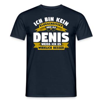 Klugscheisser Denis weiß es besser - Männer T-Shirt - Navy - Vorne - AI Model Male 178 light (178cm)