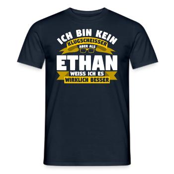 Klugscheisser Ethan weiß es besser - Männer T-Shirt - Navy - Vorne - AI Model Male 178 light (178cm)