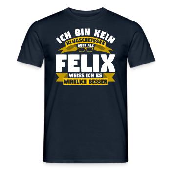 Klugscheisser Felix weiß es besser - Männer T-Shirt - Navy - Vorne - AI Model Male 178 light (178cm)