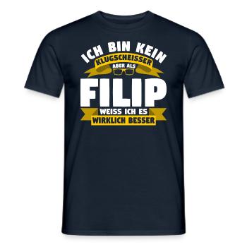 Klugscheisser Filip weiß es besser - Männer T-Shirt - Navy - Vorne - AI Model Male 178 light (178cm)