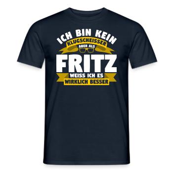 Klugscheisser Fritz weiß es besser - Männer T-Shirt - Navy - Vorne - AI Model Male 178 light (178cm)