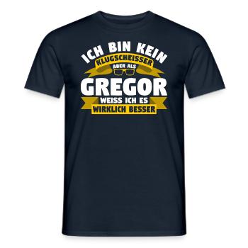 Klugscheisser Gregor weiß es besser - Männer T-Shirt - Navy - Vorne - AI Model Male 178 light (178cm)