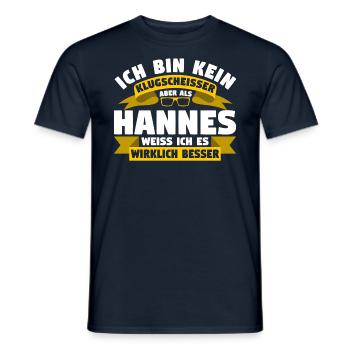 Klugscheisser Hannes weiß es besser - Männer T-Shirt - Navy - Vorne - AI Model Male 178 light (178cm)