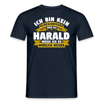 Klugscheisser Harald weiß es besser - Männer T-Shirt - Navy - Vorne - AI Model Male 178 light (178cm)