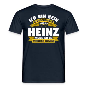 Klugscheisser Heinz weiß es besser - Männer T-Shirt - Navy - Vorne - AI Model Male 178 light (178cm)