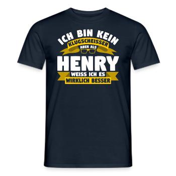 Klugscheisser Henry weiß es besser - Männer T-Shirt - Navy - Vorne - AI Model Male 178 light (178cm)