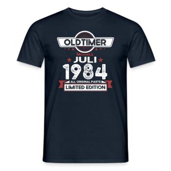 39th Birthday Man Oldtimer Juillet 1984 - T-shirt homme - marine - Devant - AI Model Male 178 light (178cm)