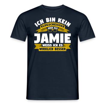 Klugscheisser Jamie weiß es besser - Männer T-Shirt - Navy - Vorne - AI Model Male 178 light (178cm)