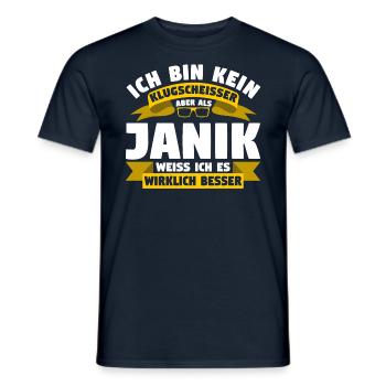 Klugscheisser Janik weiß es besser - Männer T-Shirt - Navy - Vorne - AI Model Male 178 light (178cm)