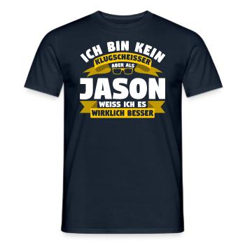 Klugscheisser Jason weiß es besser - Männer T-Shirt - Navy - Vorne - AI Model Male 178 light (178cm)