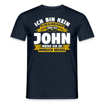Klugscheisser John weiß es besser - Männer T-Shirt - Navy - Vorne - AI Model Male 178 light (178cm)