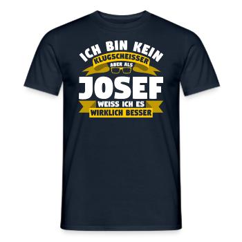 Klugscheisser Josef weiß es besser - Männer T-Shirt - Navy - Vorne - AI Model Male 178 light (178cm)