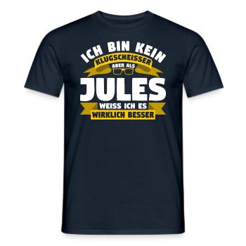 Klugscheisser Jules weiß es besser - Männer T-Shirt - Navy - Vorne - AI Model Male 178 light (178cm)