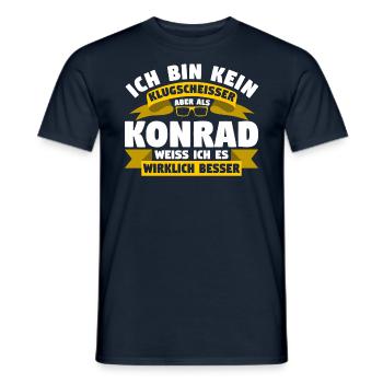Klugscheisser Konrad weiß es besser - Männer T-Shirt - Navy - Vorne - AI Model Male 178 light (178cm)