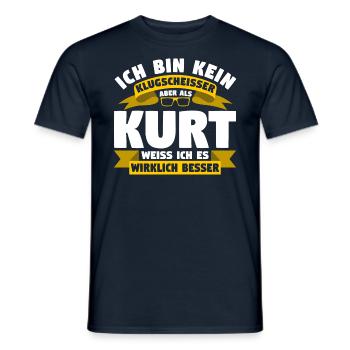 Klugscheisser Kurt weiß es besser - Männer T-Shirt - Navy - Vorne - AI Model Male 178 light (178cm)