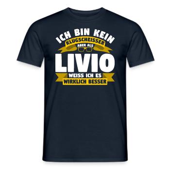 Klugscheisser Livio weiß es besser - Männer T-Shirt - Navy - Vorne - AI Model Male 178 light (178cm)