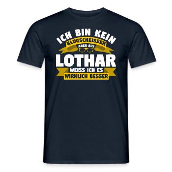 Klugscheisser Lothar weiß es besser - Männer T-Shirt - Navy - Vorne - AI Model Male 178 light (178cm)