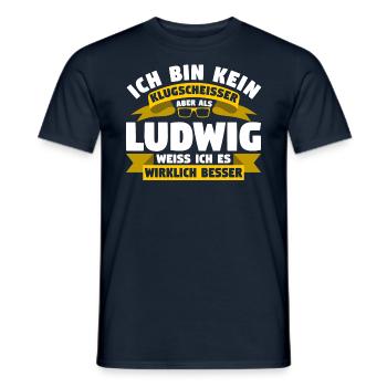 Klugscheisser Ludwig weiß es besser - Männer T-Shirt - Navy - Vorne - AI Model Male 178 light (178cm)