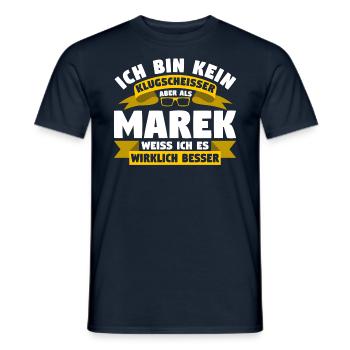 Klugscheisser Marek weiß es besser - Männer T-Shirt - Navy - Vorne - AI Model Male 178 light (178cm)