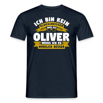 Klugscheisser Oliver weiß es besser - Männer T-Shirt - Navy - Vorne - AI Model Male 178 light (178cm)