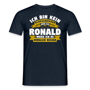 Klugscheisser Ronald weiß es besser - Männer T-Shirt - Navy - Vorne - AI Model Male 178 light (178cm)