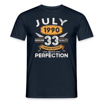 33rd Birthday Man Legendary July Vintage 1990 - Men's T-Shirt - navy - Front - AI Model Male 178 light (178cm)