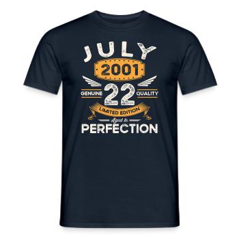 22nd Birthday Man Legendary July Vintage 2001 - Men's T-Shirt - navy - Front - AI Model Male 178 light (178cm)