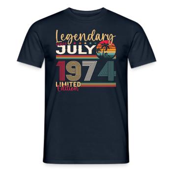 49th Birthday Man Legendary July Born 1974 - Men's T-Shirt - navy - Front - AI Model Male 178 light (178cm)