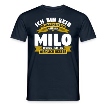 Klugscheisser Milo weiß es besser - Männer T-Shirt - Navy - Vorne - AI Model Male 178 light (178cm)