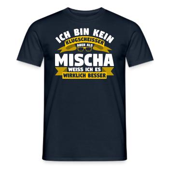 Klugscheisser Mischa weiß es besser - Männer T-Shirt - Navy - Vorne - AI Model Male 178 light (178cm)