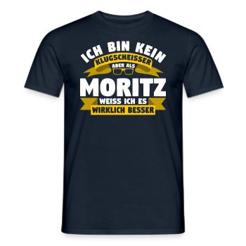 Klugscheisser Moritz weiß es besser - Männer T-Shirt - Navy - Vorne - AI Model Male 178 light (178cm)