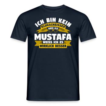 Klugscheisser Mustafa weiß es besser - Männer T-Shirt - Navy - Vorne - AI Model Male 178 light (178cm)