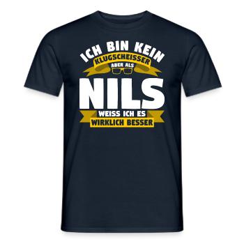 Klugscheisser Nils weiß es besser - Männer T-Shirt - Navy - Vorne - AI Model Male 178 light (178cm)