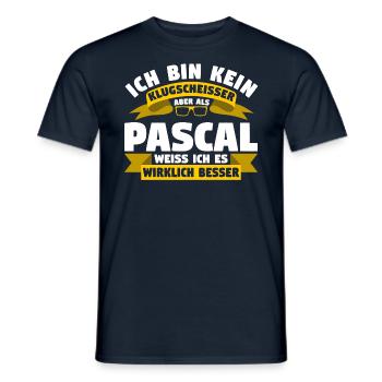 Klugscheisser Pascal weiß es besser - Männer T-Shirt - Navy - Vorne - AI Model Male 178 light (178cm)