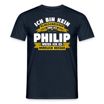 Klugscheisser Philip weiß es besser - Männer T-Shirt - Navy - Vorne - AI Model Male 178 light (178cm)