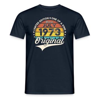50th Birthday Man Born In July Born 1973 - Men's T-Shirt - navy - Front - AI Model Male 178 light (178cm)