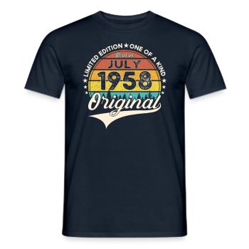 65th Birthday Man Born In July Born 1958 - Men's T-Shirt - navy - Front - AI Model Male 178 light (178cm)