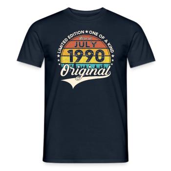33rd Birthday Man Born In July Born 1990 - Men's T-Shirt - navy - Front - AI Model Male 178 light (178cm)