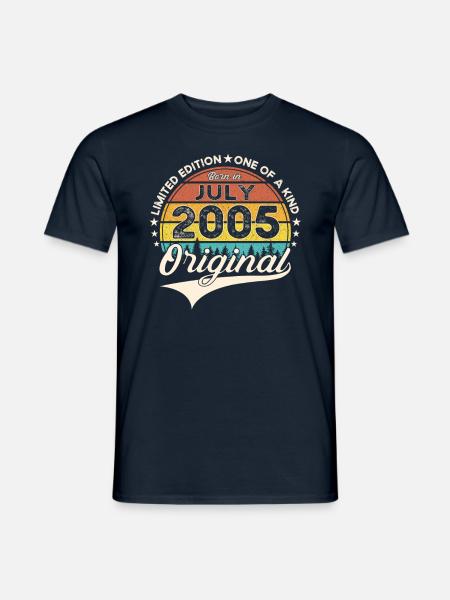 18. Geburtstag Mann Born In Juli Jahrgang 2005 - Männer T-Shirt - Navy