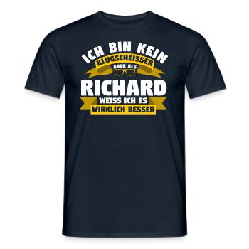 Klugscheisser Richard weiß es besser - Männer T-Shirt - Navy - Vorne - AI Model Male 178 light (178cm)